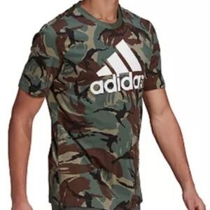 Adidas Green and Brown Camouflage Short Sleeve Tee